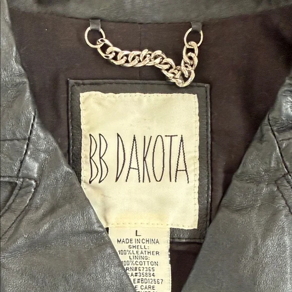 Vintage 90s BB Dakota Cropped Black Leather Jacket L - Picture 3 of 4